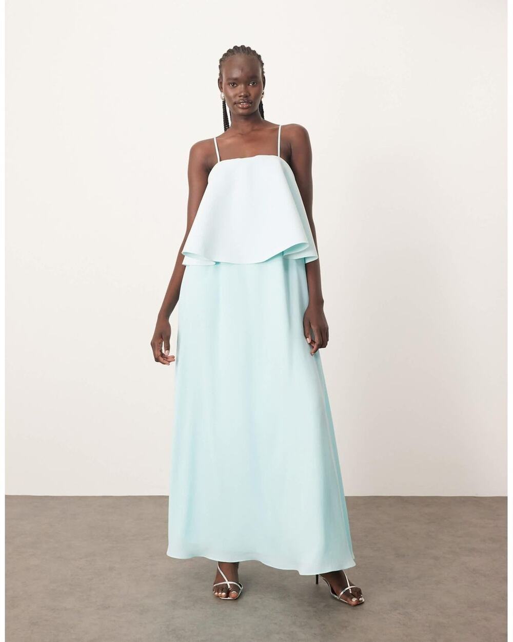 Arrange Strappy Layered Volume Maxi Dress Light Blue US 10 New w/Tags